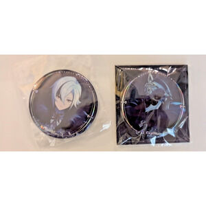 set of 2 tinplate badges animae sealed 1 w/ card Arlecchino II Capitano